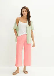 Pantaloni culotte cropped in misto lino, bonprix