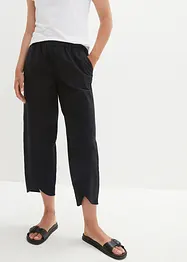 Pantaloni cropped in misto lino con cinta comoda a vita alta, loose fit, bonprix