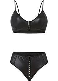Reggiseno bustier e perizoma ouvert in look bagnato (set 2 pezzi), VENUS