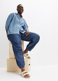 Camicia di jeans con maniche a sbuffo in cotone biologico, RAINBOW