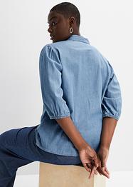 Camicia di jeans con maniche a sbuffo in cotone biologico, RAINBOW