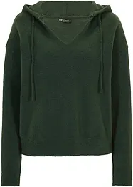 Maglione con scollatura a V e cappuccio, bonprix