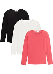 Maglia a maniche lunghe in puro cotone (pacco da 3), bonprix
