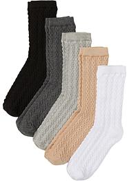 Calzini (pacco da 5 paia) con cotone biologico e lavorazione a trecce, bpc bonprix collection