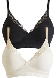 Reggiseno senza ferretto con coppe preformate e cotone biologico (pacco da 2), bonprix