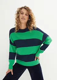 Maglione con scollo rotondo in maglia fine color block, bonprix