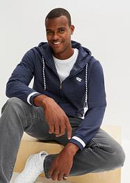 Felpa con zip e cappuccio con taglio comfort in poliestere riciclato, bpc bonprix collection