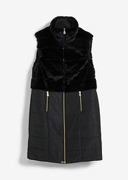 Gilet lungo trapuntato in inserto in ecopelliccia, bpc selection