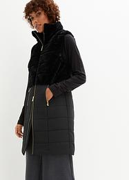 Gilet lungo trapuntato in inserto in ecopelliccia, bpc selection