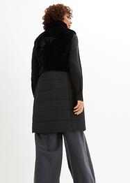 Gilet lungo trapuntato in inserto in ecopelliccia, bpc selection