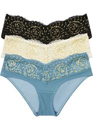 Panty con pizzo in Lurex (pacco da 3), BODYFLIRT