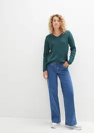 Maglione a coste Milano con scollo a V, bonprix