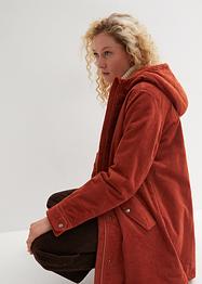 Parka svasato in velluto con fodera effetto peluche e cappuccio, bpc bonprix collection