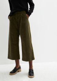 Pantaloni culotte cropped di velluto elasticizzato con cinta comoda, vita alta, bpc bonprix collection