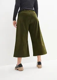 Pantaloni culotte cropped di velluto elasticizzato con cinta comoda, vita alta, bonprix