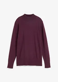 Maglione basic in maglia fine con collo dritto e cotone riciclato, bonprix