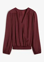 Blusa in satin con effetto a portafoglio, bonprix