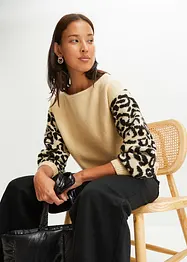 Maglione con maniche leopardate, bonprix