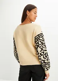 Maglione con maniche leopardate, bonprix