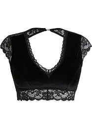 Bralette in pizzo e velluto, bonprix