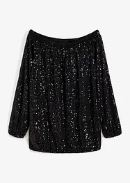 Maglia con spalle scoperte oversize con paillettes, bonprix