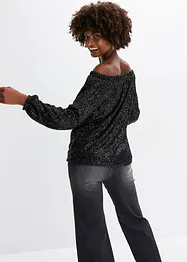 Maglia con spalle scoperte oversize con paillettes, bonprix