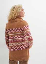 Maglione norvegese svasato con collo alto largo, bpc bonprix collection