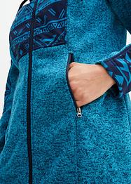 Giacca in pile con inserto in fantasia e cappuccio, bpc bonprix collection