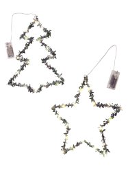 Decorazione da appendere LED a forma di albero di Natale e stella (set 2 pezzi), bpc living bonprix collection