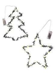 Decorazione da appendere LED a forma di albero di Natale e stella (set 2 pezzi), bonprix