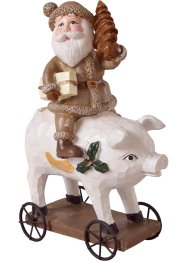 Statuetta decorativa con Babbo Natale in groppa ad un maiale, bpc living bonprix collection