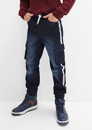 Jeans termici con elastico in vita e fascia laterale, tapered fit, John Baner JEANSWEAR
