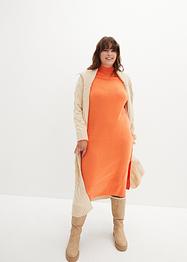 Abito midi in maglia con collo dritto e spacco, bpc bonprix collection
