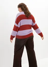 Maglione con scollo rotondo in maglia fine color block, bonprix