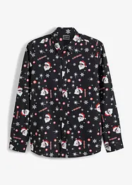 Camicia a maniche lunghe natalizia in puro cotone, slim fit, bonprix