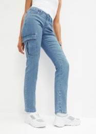 Jeans cargo straight con effetto lavato, RAINBOW