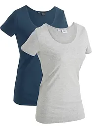 T-shirt lunga con scritta (pacco da 2), bonprix