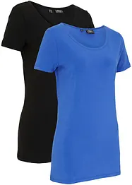T-shirt lunga con scritta (pacco da 2), bonprix