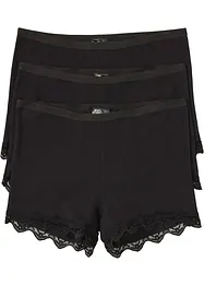 Boxer aderenti da donna in cotone leggero con pizzo (pacco da 3), bonprix