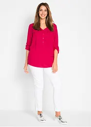 Blusa a maniche lunghe con scollo a V in viscosa fluente, bonprix