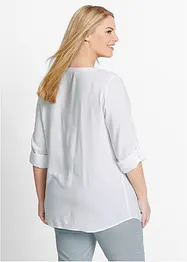 Blusa a maniche lunghe con scollo a V in viscosa fluente, bonprix