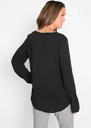 Blusa a maniche lunghe con scollo a V in viscosa fluente, bonprix