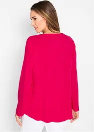 Blusa a maniche lunghe con scollo a V in viscosa fluente, bonprix
