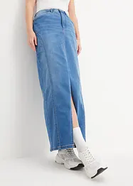 Gonna di jeans con cinta comoda, low waist, bonprix