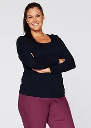 Maglia elasticizzata aderente a maniche  lunghe, bonprix