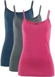 Top con spalline sottili in puro cotone (pacco da 3), bonprix