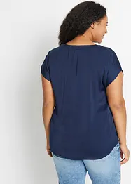 Blusa casual a maniche corte con spalle scese in satin, bonprix