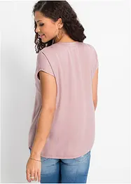 Blusa casual a maniche corte con spalle scese in satin, bonprix