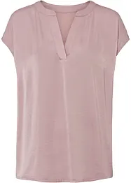 Blusa casual a maniche corte con spalle scese in satin, bonprix