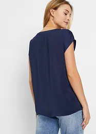 Blusa casual a maniche corte con spalle scese in satin, bonprix